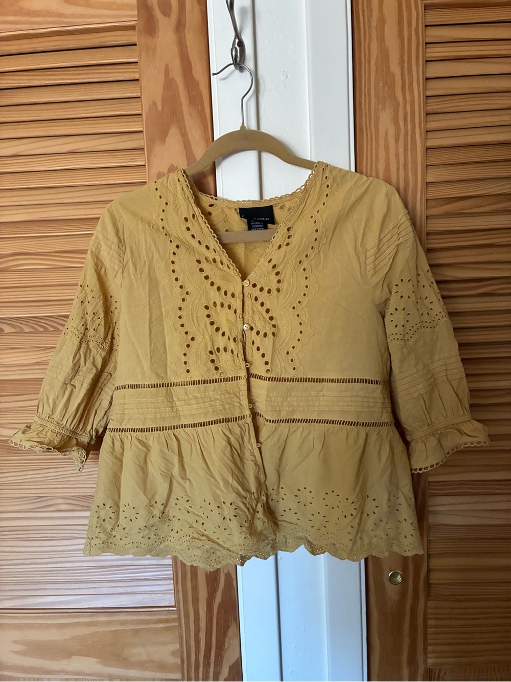 LIV LOS ANGELES Peasant Blouse - Mustard Yellow SIZE LARGE
